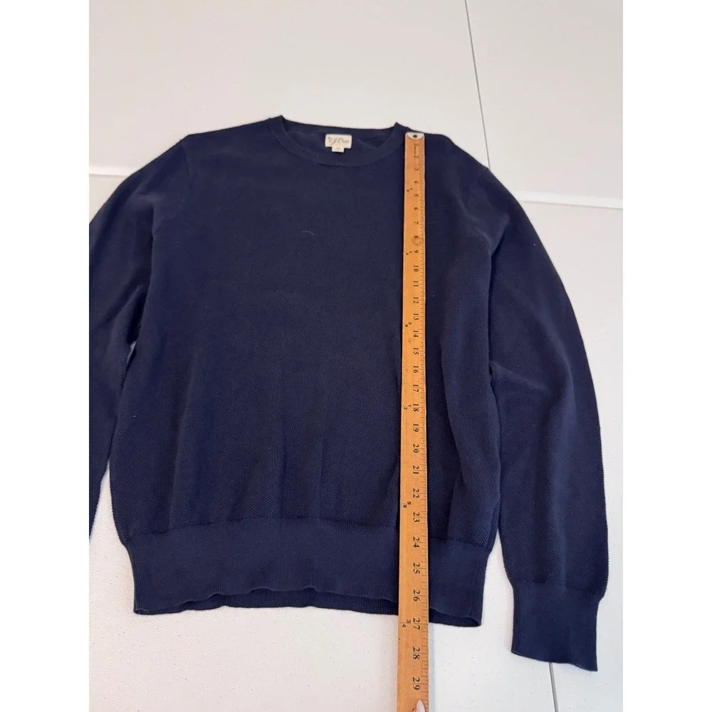 J.Crew Mens Navy Blue Textured Cotton Crewneck Sweater Size Medium ff
